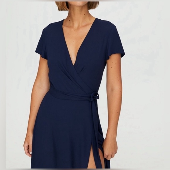 Aritzia Babaton Lyndon Wrap Dress in Yellow Sz Small - Picture 2 of 6